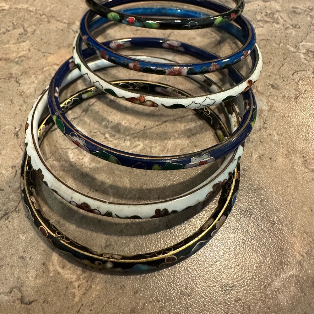 Colorful Cloisonné Bangle Set - Picture 2 of 4
